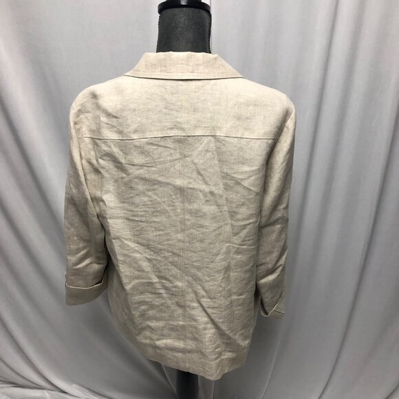 Studio Works Jacket Womens Size Medium Light Tan Linen Lined Safari Office - Picture 5 of 7